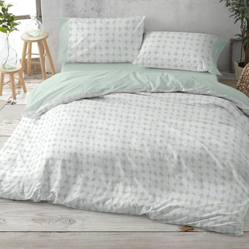 Burrito Blanco | Fundas nórdicas Estampadas | Cama de 90cm. (+Medidas Disponibles) | Diseño 139 | Color Menta (90x190/200cm.)