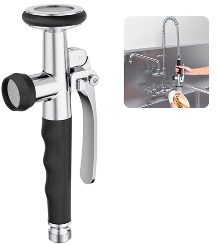 KULACO Profi Gastro Handbrause, Universeller 1/2 Anschluss, Schwarz | Messing Geschirrbrause, Spülbrause Gastrobrause, Küchenbrause inkl. Feststellbügel Ersatzbrause für Küche/Restaurant