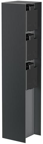 ledscom.de Garten Steckdosensäule POMI für außen, IP44, 3-Fach, Edelstahl, anthrazit, eckig, 33 cm