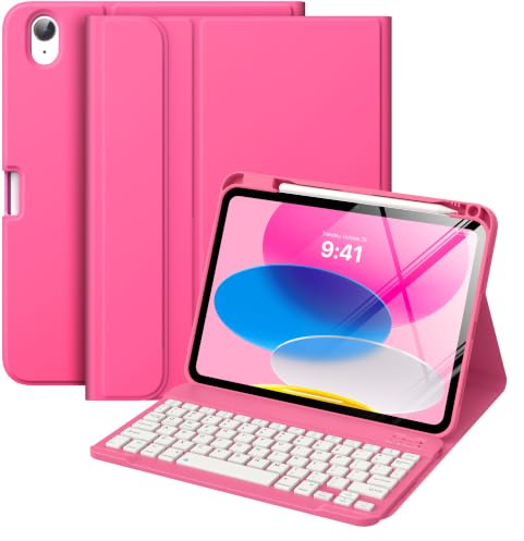 MoKo Keyboard Case for iPad (A16) 11th 11''/10th Gen 10.9'', Persian Pink | 7 Color Backlit, Multi-Angle Detachable Bluetooth Keyboard Case with Pencil Holder,Auto Wake Sleep
