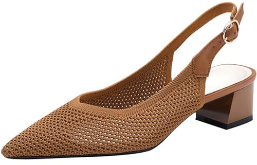 PPXID Femmes Talon Moyen Ouvert Bout Slingback Slip-on Escarpins Élégantes Chaussure à Talon Confortable et Classique