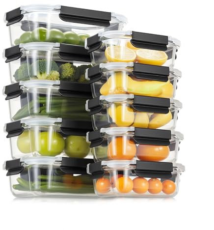 10 Pack Glass Meal Prep Containers, Food Storage Containers with Lids Airtight, Glass Storage Container Set with Lid for Food, Bpa-free, Leak-proof, Microwave Oven Freezer Dishwasher Safe black