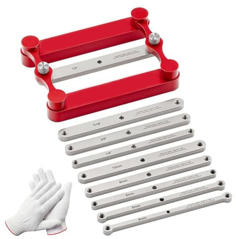 Center Gauge, Stainless Steel Woodworking Tool With Interchangeable Marking Bars High Precision Carpenter Alignment Ruler Tenon Jig For Cabinet Making Imperial & Metric Dual-Scale 4/5/6/8/10 mm