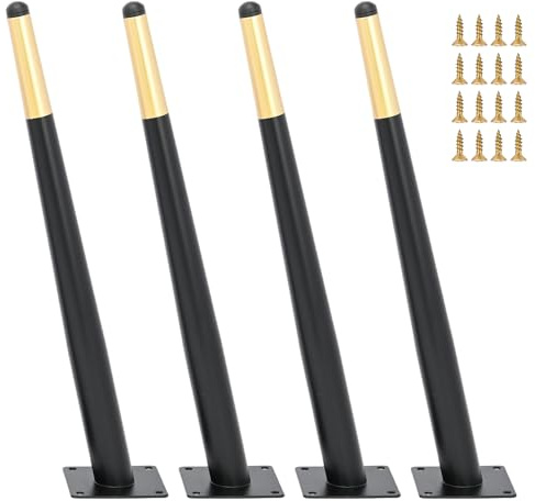 aleawol 4 Pcs Metal Oblique Table Legs 40 cm | Angled Conical Furniture Support Legs with Anti-Slip Rubber Pad, Heavy Duty, for Cabinet, Sofa, TV Stand and Coffee Table