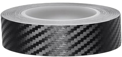 Juttzzei Carbon Folie Auto, 12mm x 10m Carbon Aufkleber, PVC Klebeband Auto, Carbon Aufkleber für Auto, Motorrad, Boot und Modellbau (Schwarz)