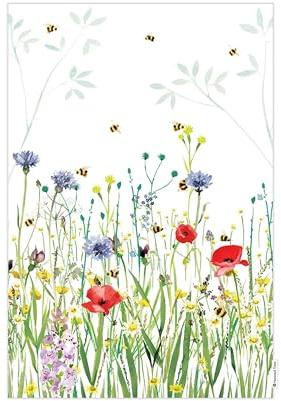 Eddingtons Bumblebees Patterned Organic Cotton Tea Towel/Dish Cloth - Eco-Friendly National Trust Nature Collection Kitchen Linens