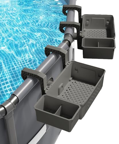 Cesta de jardín con soporte para tazas y gancho para colgar, gran capacidad, accesorios para piscina, organizador colgante, ideal para la conservación en la terraza y la gestión de las