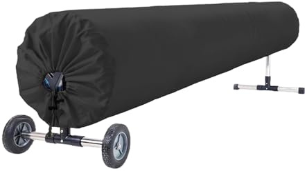 LC LICTOP 4,7 m Solar-Poolabdeckungsrolle für Pools, 420D wasserabweisendes Gewebe, Solardeckenabdeckung für oberirdische und inirdische Pools, Winterschutz-Poolrolle, Schwarz