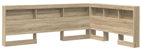 vidaXL Cabezal para Estante de Roble Sonoma de 135 x 190 cm, Hecho de Madera aglomerada. Es en Forma de L, Ofrece Mucho Espacio para Guardar Cosas, Tiene estanterías integradas, un diseño Minimalist
