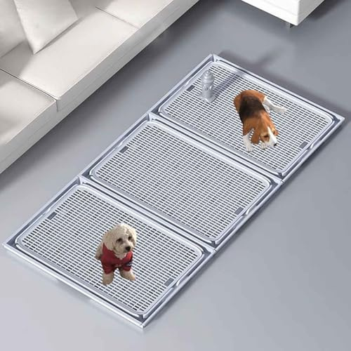 Spleißende Hundetoilette, Hundetoilette Wohnung im Innenbereich mit Säule, 3-teiliges Hundeklo, DIY Großer Platz, für Kleine Haustiere(Gray)