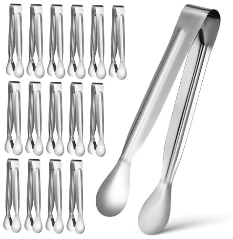 HOMSFOU 18pièces Mini-pinces De Service Acier Pinces à Sucre Et Glaçons Pinces De Cuisine Métalliques Pour Salade Apéritifs