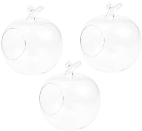 NOLITOY 3 Piezas Macetas Hidropónicas de Vidrio Transparente Forma de Manzana Botellas Invernadero Decorativas para Micro Expositor de Plantas para Escritorio y Hogar