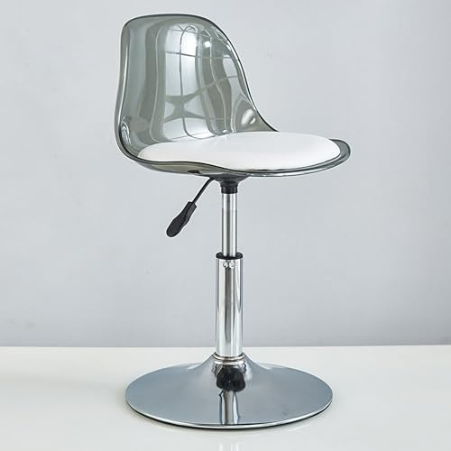 GAORUTO Set di Sgabelli da Bar, Sgabelli da Bar Girevoli con Schienale, Sgabelli da Bar Trasparenti Regolabili, Sedie da Bar per La Colazione da Cucina Moderne Senza Braccioli Grey,Short