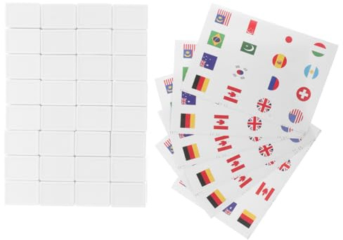 SUPVOX 65pcs Flag Mahjong Game Portable Tile Game for Adults Boys and Girls International Country Flags Design for Spring Picnic Family Boardgame