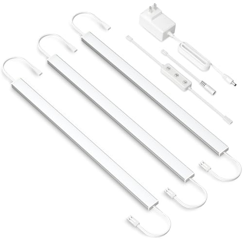 Bangnics Under Cabinet Lighting Plug In. 3 PCS 12 Inches Likable Ultra Thin Bright Light Bars. Dimmable 14W LED Kit for Kitchen Under Cabinets Countertop Workbench Counter Shelf Closets Daylight 5000K