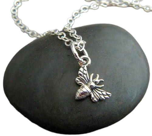 Collier abeille super miel en argent sterling 925, petit pendentif abeille, esprit animal, petit, simple et délicat, charme quotidien, bonne chance | avec chaîne de 18 pouces | plaqué argent |