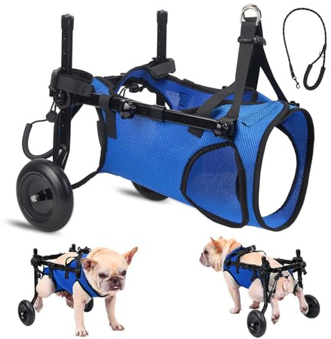 Hunderollstuhl Größe M 5,5-10kg Verstellbar Faltbar Hinterbeinlähmung Wagen | Hunderollstuhl verstellbar für Hinterbeine Größe M 5,5–10 kg, faltbar Aluminium, für Corgi Beagle französische Bulldogge