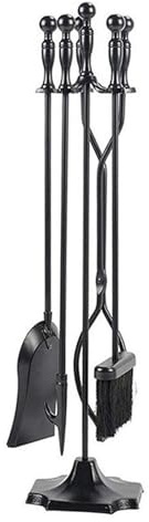 KiBcsLic Juego de Herramientas para Chimenea, Hierro, fácil Montaje, para Interior y Exterior, Resistente, Cepillo, atizador, Pinzas, Accesorios para