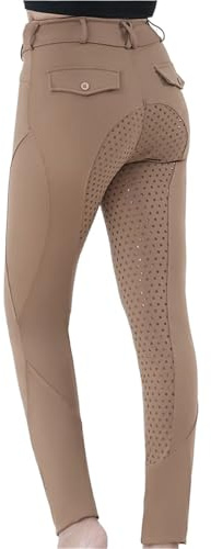XIEHYA Ridbyxor dam ridbyxor fullsäte knäbyxor ridning skola tights utomhus sportkläder ridbyxor, Khaki, S