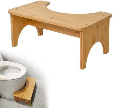 YBCCBY Bamboo Toilet Stool, 6.5 Inch Non-Slip Bathroom Squat Stool Ergonomic Bathroom Step Stools Assisted Squatting Poop Stool for Adults, 39x22x16.5cm