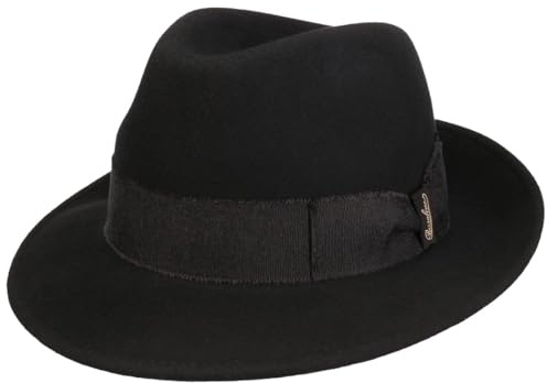 Borsalino Sombrero Bogart Ricky Hombre - Made in Italy de Fieltro Lana Fedora con Banda Grosgrain otoño/Invierno Otoño Invierno - 59 cm Negro