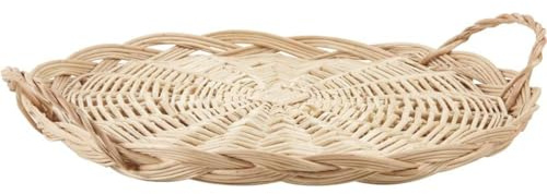 AUBRY GASPARD - Plateau À Fromage en Osier Blanc Ø40 H4-8 - Élégant et Naturel - Idéal pour Fromages - Fruits et Charcuteries - Facile À Entretenir - Couleur Blanche - Taille 40 cm