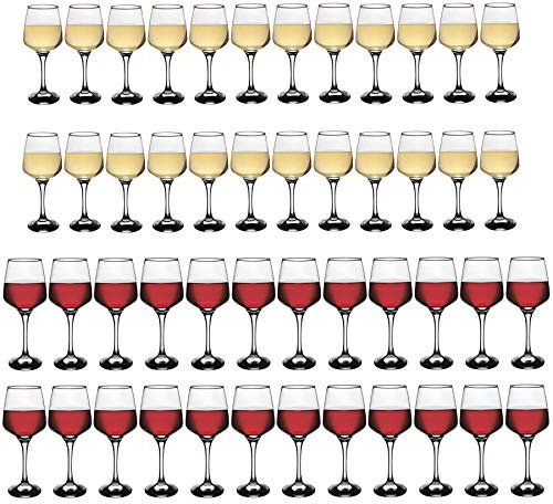 Argon Tableware Wine Glass Set - 48 Piece - 400ml & 295ml - Tallo Collection Dishwasher Safe Red White Wine Glasses White Wine Glasses Set for Restaurants, Celebration Party