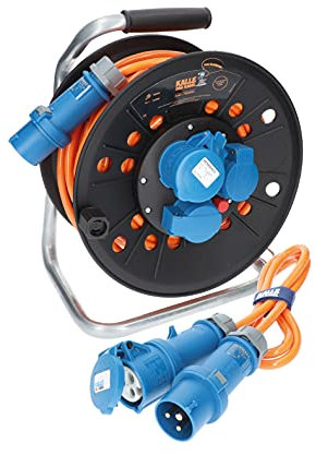 KALLE DAS KABEL Kabeltrommel Camping CEE-Campingkabeltrommel Wohnmobil-Kabeltrommel H07BQ-F 3G 2,5mm² EXTREME SIGNAL 25 Meter im Set mit Anschlussleitung 1,5 Meter
