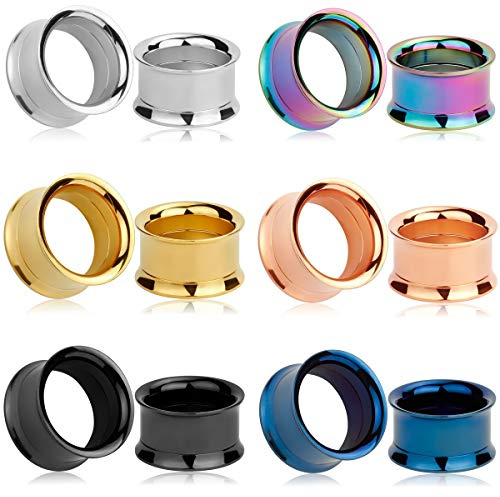 TBOSEN Set of 12 STK Edelstahl Ear Ohr Plugs Large Double Flare Alloy Gauges Stretching Schraub Tunnels Gauge 6mm - 25mm