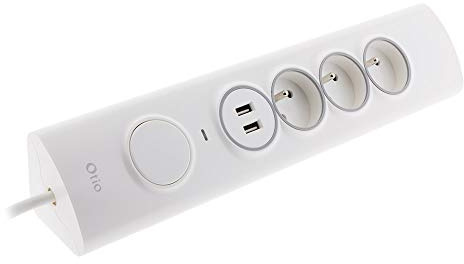 Otio - Multiprise d'angle 3P 16A + 1P 16A latérale + 2 USB parafoudre précâblée - Blanc