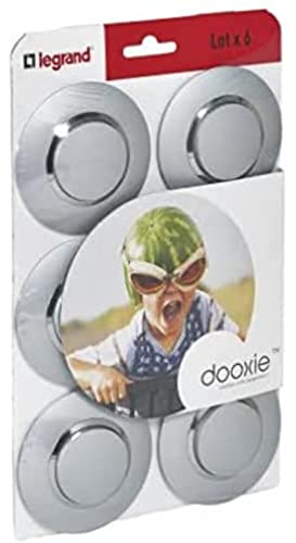 LEGRAND - Interrupteur Mural ou Va-et-vient 10AX dooxie + Plaque Ronde - Bague Effet Chrome - Commande d'Éclairage Complète - Prêt à Installer - Fabriqué En France - Alu - Lot de 6
