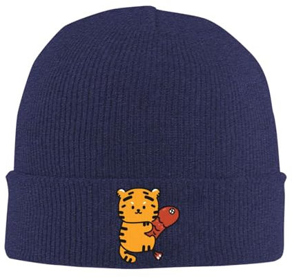 JCAKES A Tiger Holding A Fish Strickmütze Beanie Mütze Herren Wintermützen für Männer Herren Beanie Mütze Beanie Hüte für Frauen Wintermützen für Frauen Damen Hüte & Mützen Damen Wintermützen,