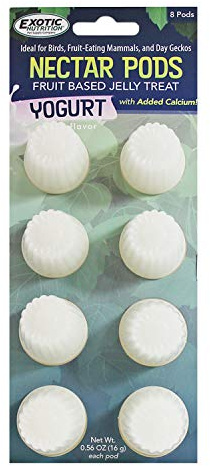 Nectar Pods (Yogurt) - Calcium-Fortified Jelly Fruit Treat - Sugar Gliders, Marmosets, Squirrels, Parrots, Cockatiels, Parakeets, Lovebirds, Conures, Hamsters, Day Geckos, Kinkajous & Other Small Pets