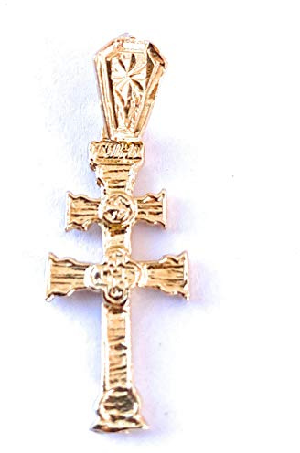 Cruz de Carvaca en plata de ley cubierta de oro de 18kt