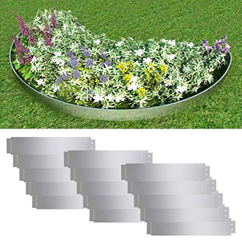 Tidyard Rasenkanten-Set Beetumrandungen Beeteinfassungen Rasenkante aus verzinkter Stahl,Rasenkanten-Elemente Zaunpaneele Größe je Element: 100 x 20 cm (L x H),Dicke: 0,7 mm