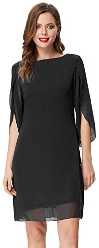 GRACE KARIN CL11125 - Vestido de verano de gasa para mujer, de manga corta, holgado, elegante, de noche, vestido de cóctel, Negro , L