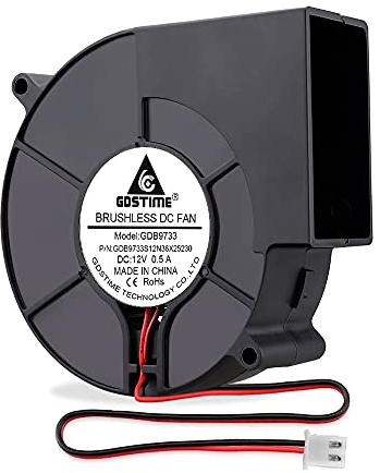 GDSTIME 97mm Blower Fan 12V Brushless 9733 Centrifugal Turbo Fan | 3500 RPM High Speed Cooling for 3D Printer Inflatables Air Ventilation BBQ DVD Player PC Case Server