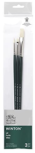 Winsor & Newton Winton Oil Brush, Long Handle, 3 pack, #2