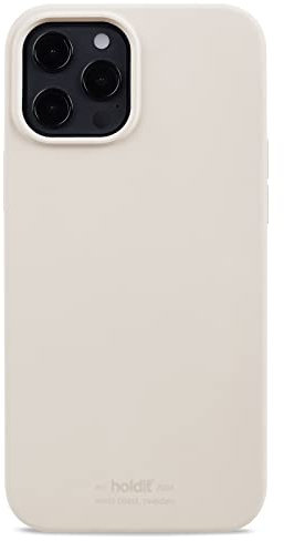 holdit Silikonhülle iPhone 12/12 Pro (6,1”) - 0,8mm Ultra dünn Handyhülle Silikon - Trendy Slim Silicone case mit Voller Schutz (erhöhte Kante für Kameraschutz) - Light Beige