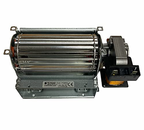 ERICAMBI, Ventilatore Tangenziale per Stufe a Pellet TGA 60/1-120/15 EMMEVI - FERGAS 112414, Ø Ventola 60mm, Dimensione Bocchetta 124x40mm, Lunghezza Totale 185mm