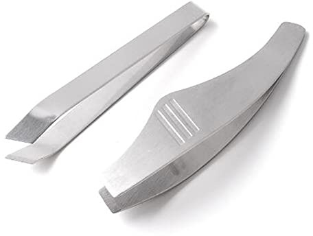 ARFUKA Fish Tweezers Remover Stainless Steel Flat and Slant Tweezers Pliers Remover Tool Fish Bones and Meat Hair 2 Pack
