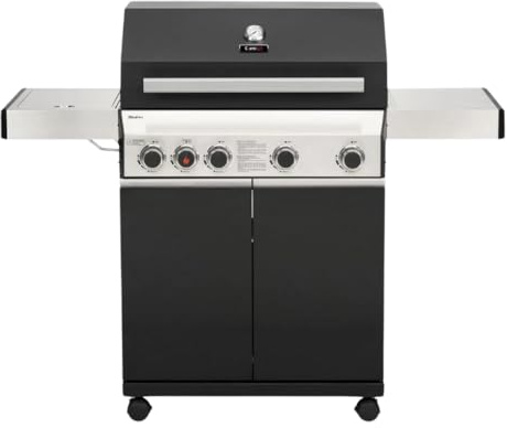 CosmoGrill Premium Black 5 Gas Burner 4+1 Barbecue Grill with Ceramic Searer & Ring Side Burner, Built-in Temperature Gauge for Home Garden Party Outdoor Cooking