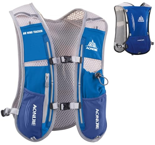 5 l löparväst ryggsäck, lätt hydratiseringsväst ryggsäck för kvinnor och män utomhussport, maraton, terrängrace, cykling, vandring, klättring (endast blå ryggsäck)