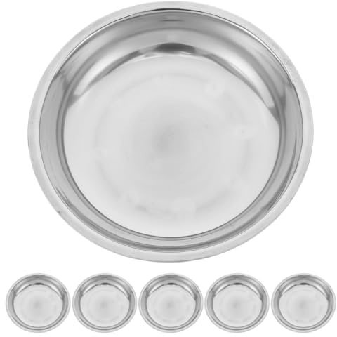 Hemoton Stainless Steel Bbq Tray 6.3 Inch Round Plates for Food Serving Metal Dinnerware for Camping Picnics Parties and Home Use