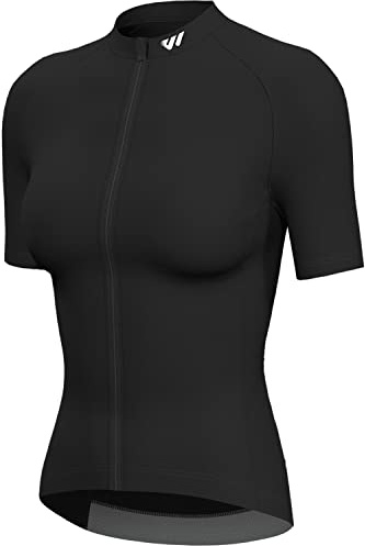 Lo.gas Dam cykling jersey, cykel jersey dam cykling skjortor dam korta ärmar andas med 3 bakfickor, svart, M