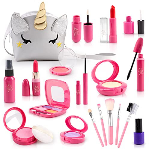 Own1one Kinderschminkset für Mädchen - Spielzeugkoffer mit Fake Schminke - Schmike Spielzeug Geschenk für Mädchen 3 4 5 6 7 8 9 10 Jahren