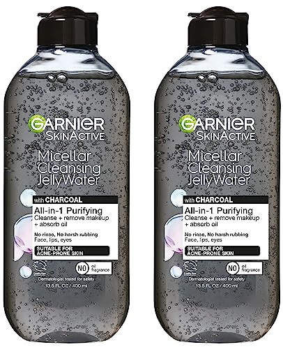 Garnier Skinactive Micellar Cleansing Jelly Water with Charcoal Purifying All in One Water, 2 Pack