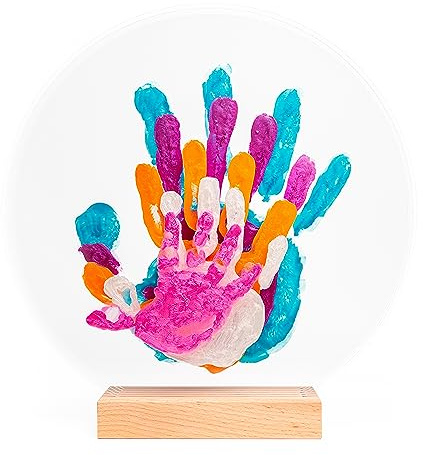 LouYou Huellas de Felicidad – Kit de huellas de manos para familia de 5 colores nacarados – Regalo para bebé niña o niño – Día de la madre o del padre – Caja de recuerdo – Made in France