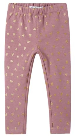 Nmftavina sweat fleece legging Bru Noos, Druva shake/tryck: w. Glitterhjärtan, 92 cm