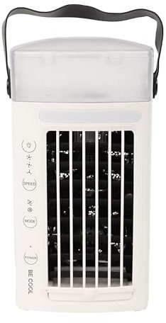 BE COOL Mini refrigeratore portatile USB 4 in 1 con raffreddamento ad acqua – Raffreddatore evaporativo, ventilatore, umidificatore, depuratore d'aria, 7 Watt, serbatoio dell'acqua da 480 ml riempito